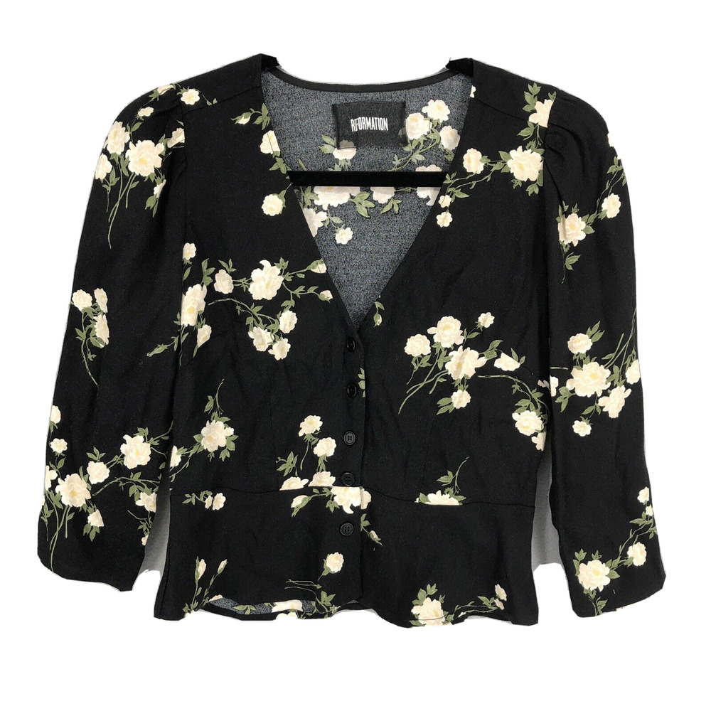 Reformation Black Floral Women's Dress